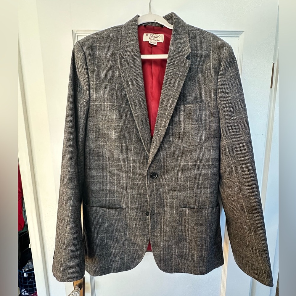 Original Penguin Charcoal Blazer with Subtle Plaid